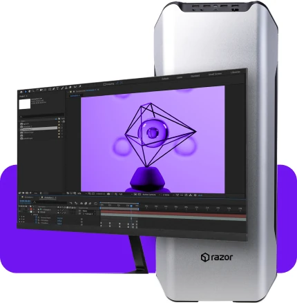 Computador razor com tela mostrando software de edição de vídeo